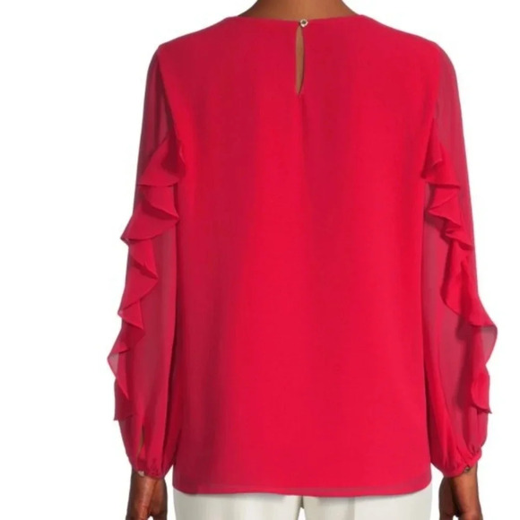 Calvin Klein Ruffled Long-Sleeve Top - Picture 3 of 12